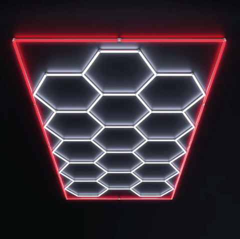 2.43m x 4.84m / 7.98ft x 15.87ft MINI HEXAGRID LED LIGHTING SYSTEM WITH BORDER - Get Lit LED Lighting Store